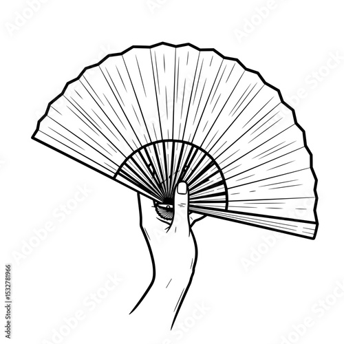 Hand holding a decorative fan, elegant accessory, cultural significance