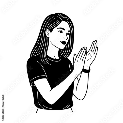 Young woman clapping her hands in appreciation, positive energy photo