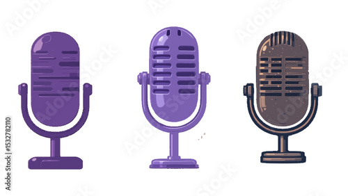 retro microphone on white background