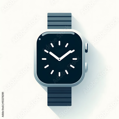 minimal flat design of smartwatch showing time, white background
