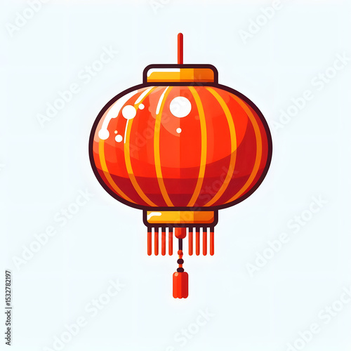 flat design of lanterns for Chinese New Year, minimal style, white