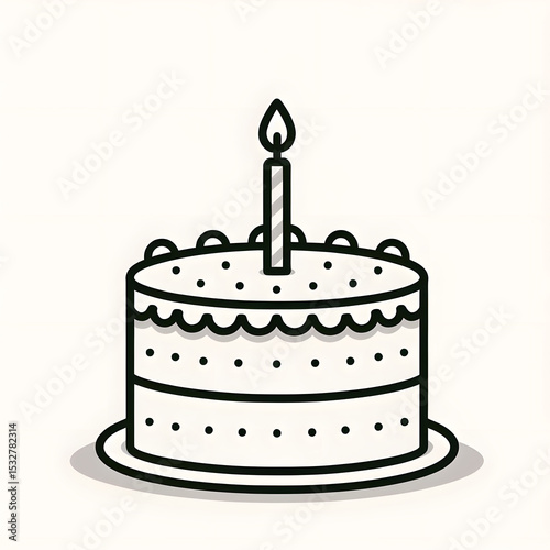 Happy birthday celebration with a delicious pink cream cake, chocolate decoration, and lit candles, a festive vector illustration