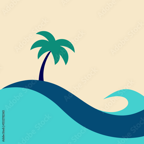 vector illustration of a tropical island