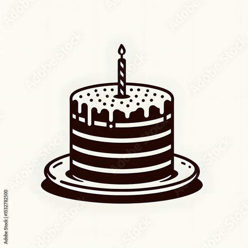 Vector illustration of a sweet birthday cake with lit candles, perfect for a happy celebration party