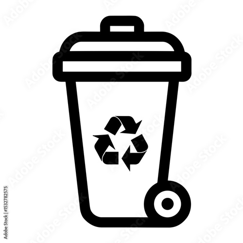 Minimalist recycling trash bin with wheel for sustainability UI - environmental platforms - waste tracking apps