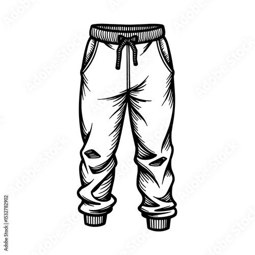 Hand-drawn jogger pants with elastic waistband and cuffs for loungewear kits - fitnesswear dashboards - casual fashion tools