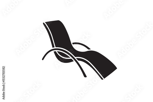 Outdoor Lounge Chair Silhouette Vector – Minimalist Black Icon for Patio, Garden, and Poolside Designs