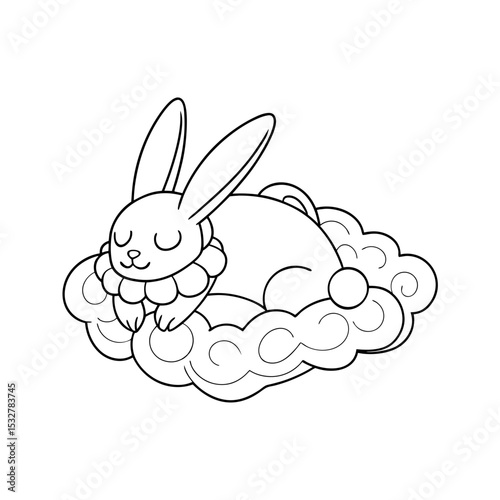 Bunny Napping on Cotton Candy Clouds Printable