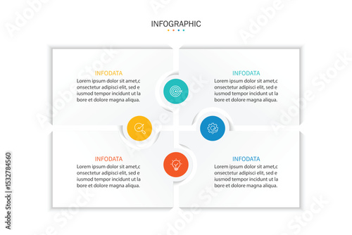 infographic vector illustration with 4 steps, infographic template design. Can be used for process diagrams, presentations, workflows.