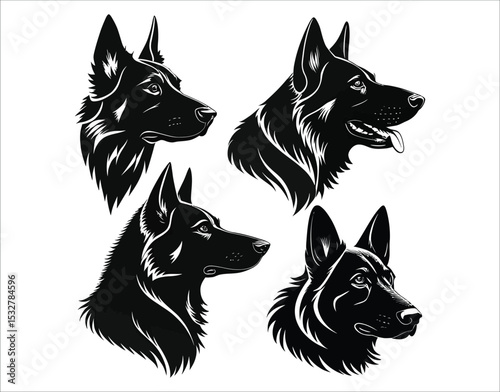 German Shepherd Dog Portrait Silhouette