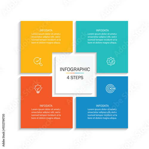 infographic vector illustration with 4 steps, infographic template design. Can be used for process diagrams, presentations, workflows.