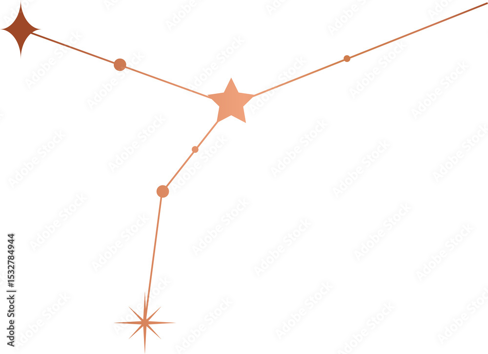 Obraz premium Flat vector design is showing constellation of orange stars and dots on transparent background