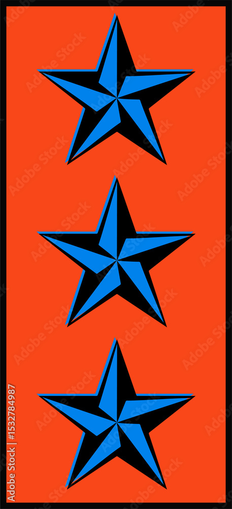 Naklejka premium Panel is showing three flat design blue and black stars on orange fill, transparent background
