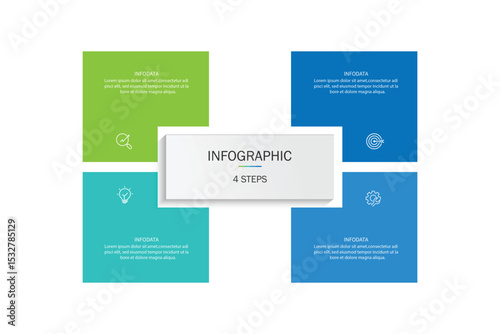 infographic vector illustration with 4 steps, infographic template design. Can be used for process diagrams, presentations, workflows.