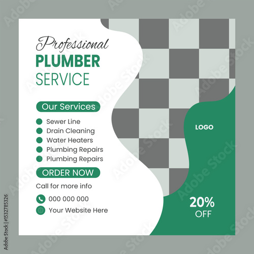  Creative plumbing service social media post Template
