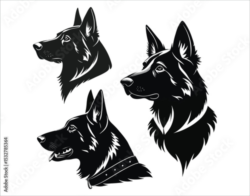 German Shepherd Head Silhouette Design