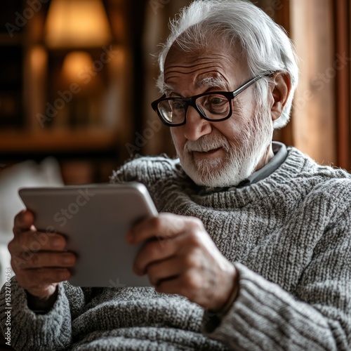 Senior Man Using Tablet