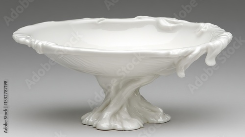 Elegant white porcelain bowl with unique melting design