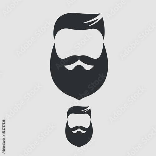 Vector logo- Minimalist silhouette of a bearded man's head, conveying classic style and modern sophistication for diverse brands