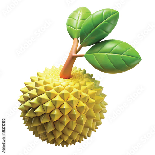 Realistic 3D illustration of a durian-style fruit ideal for tropical food visuals and botanical design.