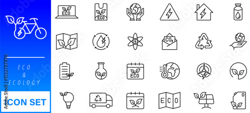 Eco or Ecology Icons Set. Ecology icon set. Ecofriendly icon, nature icons set on white background. Vector illustration