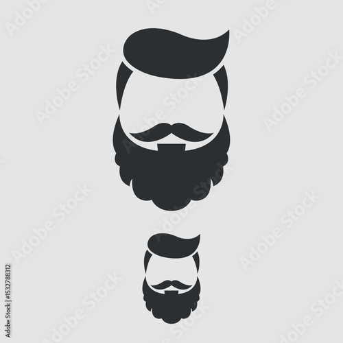Vector logo- Two variations of a stylized bearded man's head, simple yet striking, perfect for modern and minimalist branding