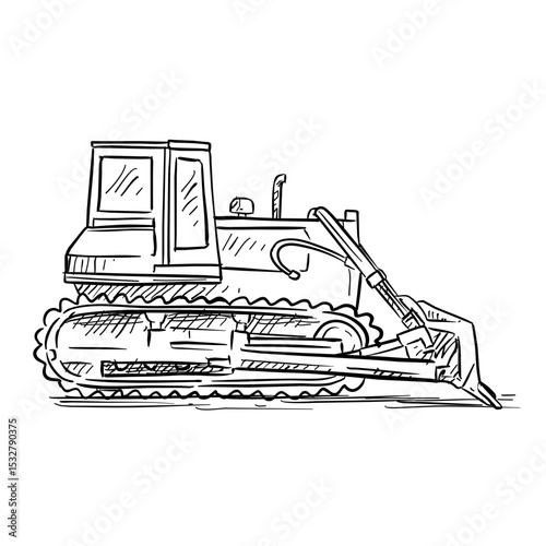 Bulldozer handdrawn illustration⁠
