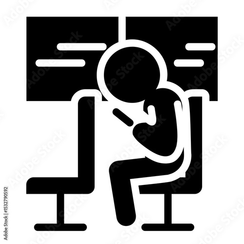 Daily life solid icon. Using phone on the bus