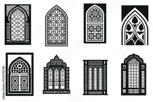 Collection of Ornate Islamic Architectural Windows and Doors