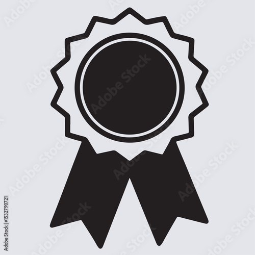 award ribbon icon silhouette vector art illustration, vector award ribbon rosette badge