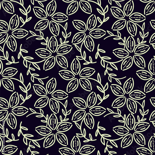 Vintage floral seamless pattern. Trendy painted flower background. Repeating floral patter
