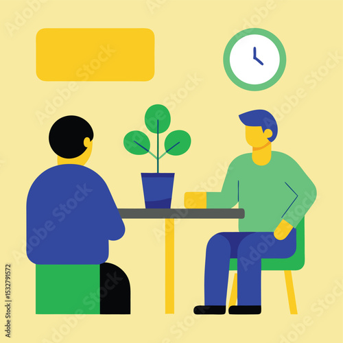 Business Meeting Illustration Two Colleagues Discussing Strategy