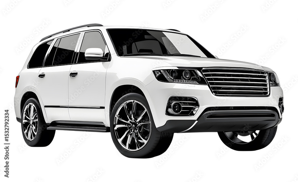 White luxury suv isolated on transparent background White luxury suv isolated on transparent background