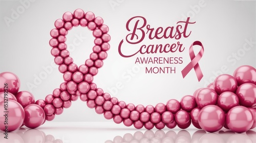 Breast cancer awareness month pink ribbon of balloons
