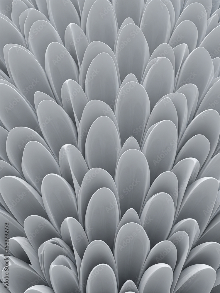 Obraz premium A Close-Up View of Numerous Overlapping, Smooth, White Petal-Like Forms Creating a Dense, Abstract Floral Pattern