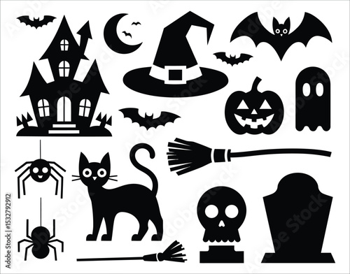 Horror Night Silhouettes – Halloween Clipart