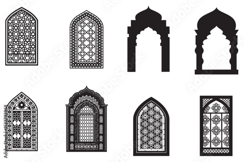 Collection of Ornate Islamic Architectural Windows and Doors