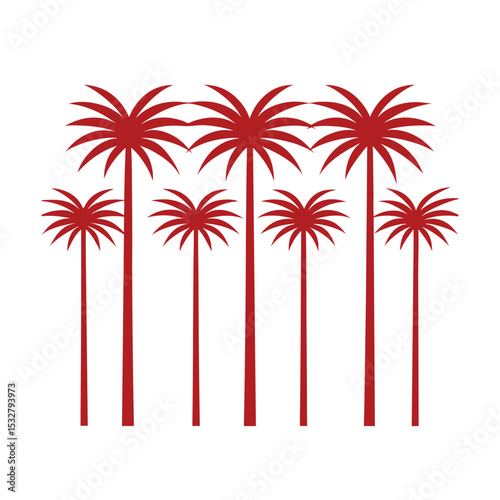 Linear Palm Fronds in Seamless Silhouette Pattern