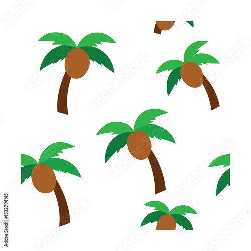 Minimal Coconut Palm with Nut Detail Design