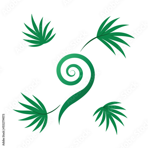 Mini Palm Leaves and Spiral Tendrils Pattern