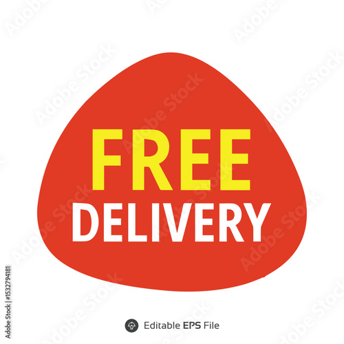 A bold and eye-catching FREE DELIVERY badge design, ideal for e-commerce promotions, retail marketing, and logistics branding