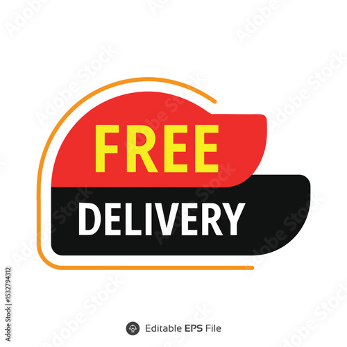 A bold and eye-catching FREE DELIVERY badge design, ideal for e-commerce promotions, retail marketing, and logistics branding