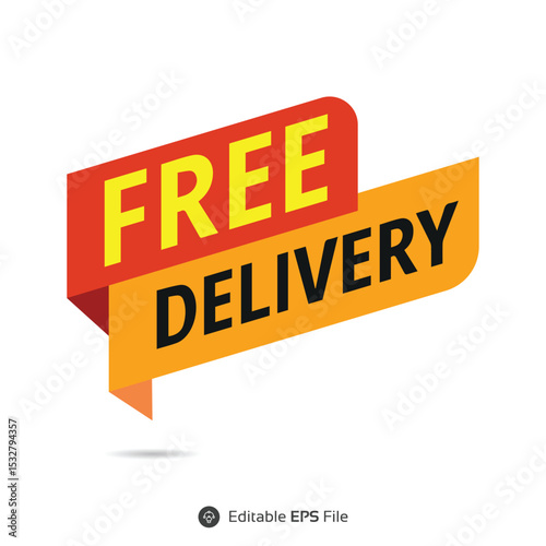 A bold and eye-catching FREE DELIVERY badge design, ideal for e-commerce promotions, retail marketing, and logistics branding