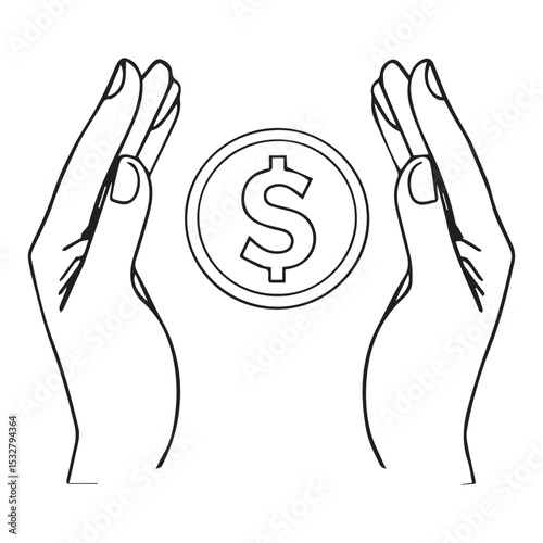 Protecting money savings financial security concept illustration