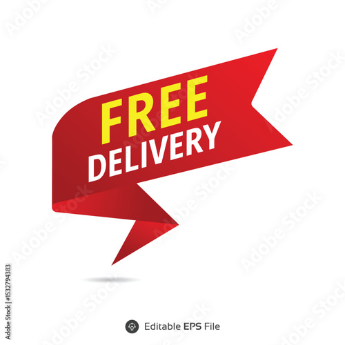 A bold and eye-catching FREE DELIVERY badge design, ideal for e-commerce promotions, retail marketing, and logistics branding