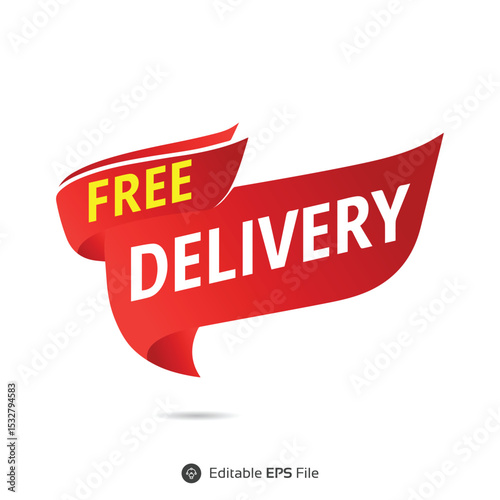 A bold and eye-catching FREE DELIVERY badge design, ideal for e-commerce promotions, retail marketing, and logistics branding