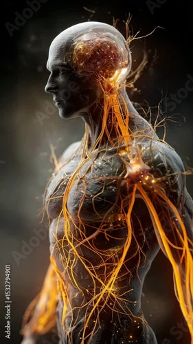 A digital illustration showcasing the human nervous system's intricate pathways.