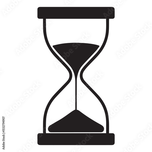 Simple black hourglass icon time management symbol