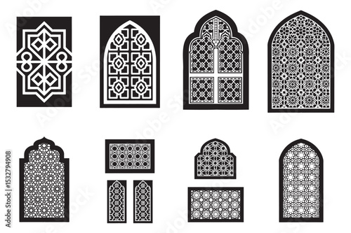 Collection of Ornate Islamic Architectural Windows and Doors