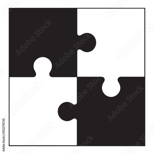 Abstract black and white puzzle pieces square graphic